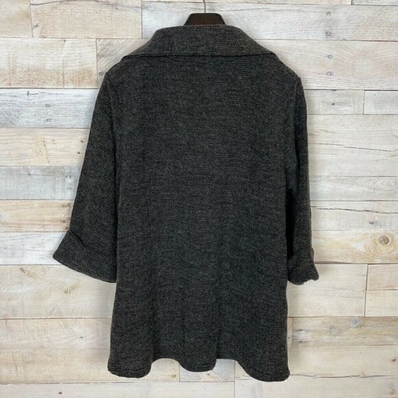 Papillon Cardigan Sweater Gray 3/4 Sleeve Large - Picture 5 of 6